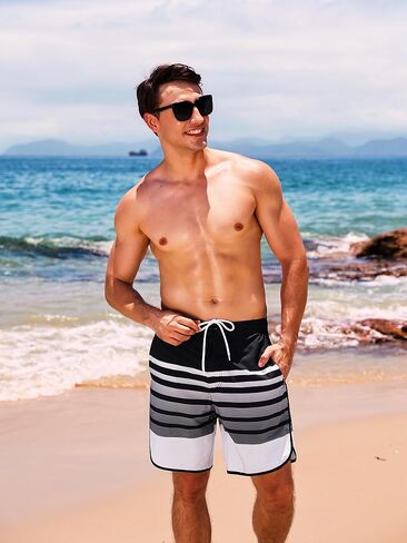 بدلة استحمام رجالي من SILKWORLD مع بطانة ضغط مقاس 7 بوصة، ملابس سباحة صيفية سريعة الجفاف، أخضر داكن، مقاس X-Large in Kuwait