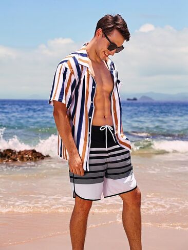 بدلة استحمام رجالي من SILKWORLD مع بطانة ضغط مقاس 7 بوصة، ملابس سباحة صيفية سريعة الجفاف، أخضر داكن، مقاس X-Large in Kuwait