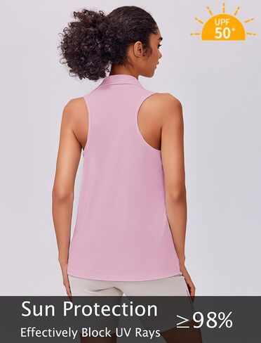 Pinspark Womens Golf Shirt UPF 50+ قمصان متكاملة أكمامية سريعة التنس الجاف البولو V-Neck Racerback تجريب الرياضة in Kuwait