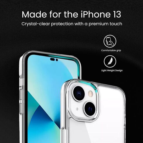 Anti Yellow Clear Phone Case for iPhone 13 Case - Shockproof, Slim Fit & Non Yellowing Transparent Cover for iPhone 13 - Crystal Clear Phone Cases for iPhone13 Wireless Charging - Silicone Cases (6.1) in Saudi Arabia