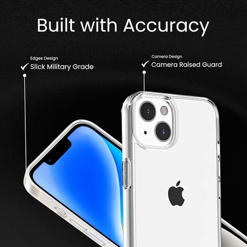 Anti Yellow Clear Phone Case for iPhone 13 Case - Shockproof, Slim Fit & Non Yellowing Transparent Cover for iPhone 13 - Crystal Clear Phone Cases for iPhone13 Wireless Charging - Silicone Cases (6.1) in Saudi Arabia