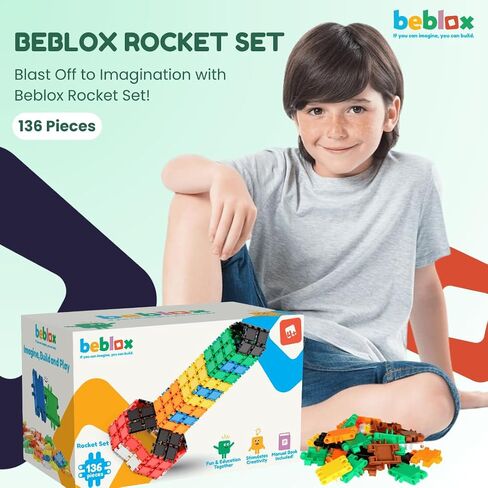مجموعة ألعاب بناء BEBLOX STEM للكلاب للأطفال - 128 قطعة من البلاط المتصل لمكعبات البناء، ألعاب تعليمية للأطفال، وأنشطة التعلم في مرحلة ما قبل المدرسة - تتضمن كتابًا يدويًا in Saudi Arabia