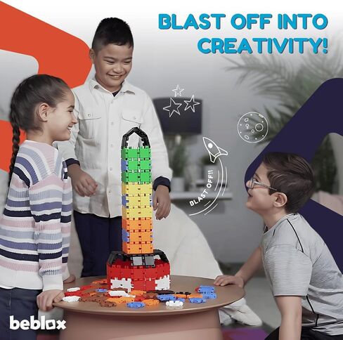 مجموعة ألعاب بناء BEBLOX STEM للكلاب للأطفال - 128 قطعة من البلاط المتصل لمكعبات البناء، ألعاب تعليمية للأطفال، وأنشطة التعلم في مرحلة ما قبل المدرسة - تتضمن كتابًا يدويًا in Saudi Arabia