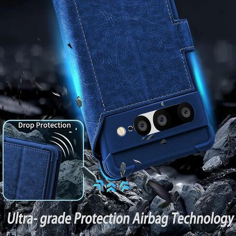 VANAVAGY Wallet Case Compatible for Google Pixel 7 Pro for Women Men,RFID Flip Leather Cover with Wrist Supports Wireless Charging with Card Holder Glass Screen Protector,Purple in Kuwait