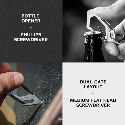 Trayvax Talon Carabiner Clip Multi-Tool, 420 Stainless Steel Quick Release Keychain Multitool with Bottle Opener and Screwdrivers, Silver in Kuwait