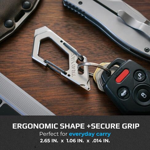 Trayvax Talon Carabiner Clip Multi-Tool, 420 Stainless Steel Quick Release Keychain Multitool with Bottle Opener and Screwdrivers, Silver in Kuwait