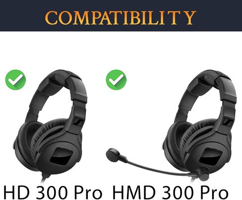 SOULWIT Replacement Ear Pads Cushions for Sennheiser HD300 Pro (HD 300 Pro), HMD300 Pro (HMD 300 Pro) Headphones, Earpads with Softer Protein Leather, Noise Isolation Memory Foam - Black in Saudi Arabia
