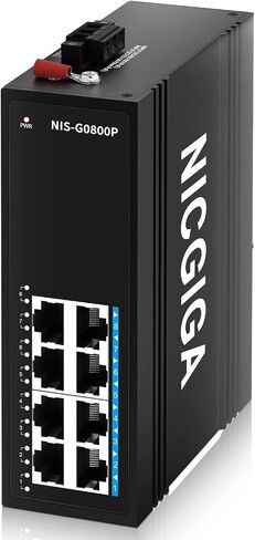 NICGIGA 10 Port Hardened Industrial Gigabit Ethernet Switch, with 8 x 1000Mbps RJ45 Ports +2 SFP Uplink Network Switch. DIN-Rail & Mount, IP40 Metal Enclosure(-30° to 75°) in Kuwait