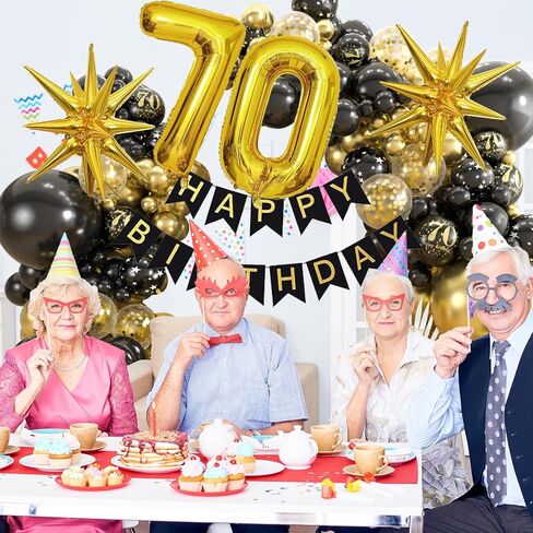 30th Birthday Decorations for Him, 152pcs Black and Gold Balloons Garland Arch with 30th Happy Birthday Banner & 30 Number Balloons & Starburst Balloons, 30th Birthday Decorations for Men in Saudi Arabia