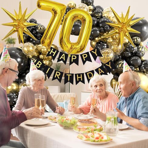 30th Birthday Decorations for Him, 152pcs Black and Gold Balloons Garland Arch with 30th Happy Birthday Banner & 30 Number Balloons & Starburst Balloons, 30th Birthday Decorations for Men in Saudi Arabia