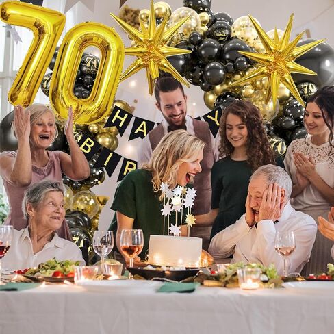30th Birthday Decorations for Him, 152pcs Black and Gold Balloons Garland Arch with 30th Happy Birthday Banner & 30 Number Balloons & Starburst Balloons, 30th Birthday Decorations for Men in Saudi Arabia