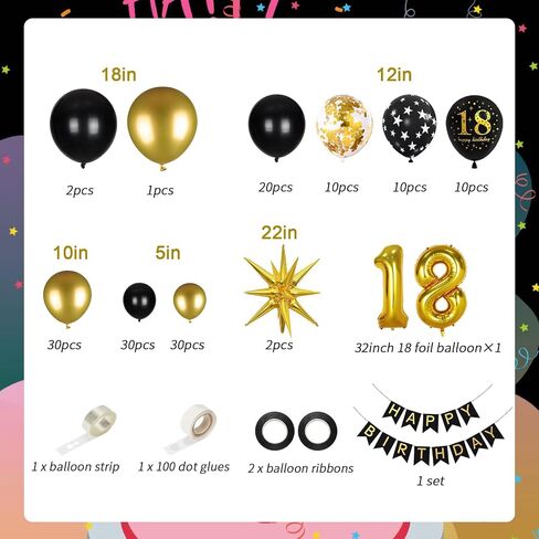 30th Birthday Decorations for Him, 152pcs Black and Gold Balloons Garland Arch with 30th Happy Birthday Banner & 30 Number Balloons & Starburst Balloons, 30th Birthday Decorations for Men in Saudi Arabia