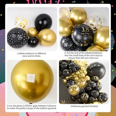 30th Birthday Decorations for Him, 152pcs Black and Gold Balloons Garland Arch with 30th Happy Birthday Banner & 30 Number Balloons & Starburst Balloons, 30th Birthday Decorations for Men in Saudi Arabia