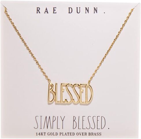 قلادة ملهمة من Rae Dunn للنساء من الروديوم أو 14 قيراط من النحاس المطلي بالذهب الأصفر قلادة سحر تحفيزية رقيقة الإيمان، ممتنة، كن، مبارك، فرح، محبوب، أتمنى in Kuwait