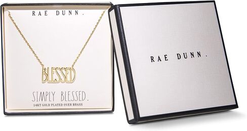 قلادة ملهمة من Rae Dunn للنساء من الروديوم أو 14 قيراط من النحاس المطلي بالذهب الأصفر قلادة سحر تحفيزية رقيقة الإيمان، ممتنة، كن، مبارك، فرح، محبوب، أتمنى in Kuwait