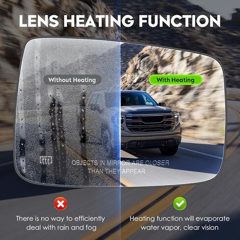 Passenger Right Side View Heated Mirror Glass with Backing Plate Compatible with 2010 Dodge Ram 1500 2500, 2011-2018 Ram 1500 2500, Replace for 68079363AA 68050299AA in Kuwait