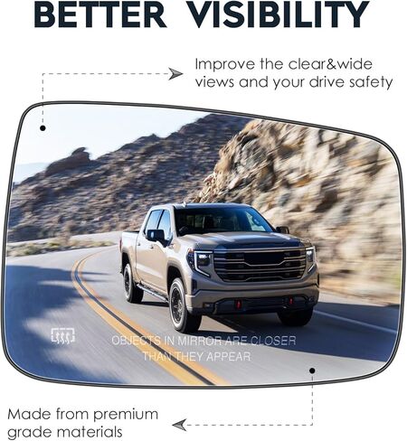 Passenger Right Side View Heated Mirror Glass with Backing Plate Compatible with 2010 Dodge Ram 1500 2500, 2011-2018 Ram 1500 2500, Replace for 68079363AA 68050299AA in Kuwait