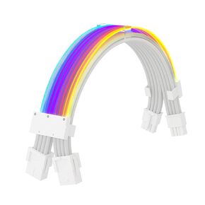 RGB Power Supply Cables Kit ، 18AWG PSU Extension Cable ، 2 × 8 PIN PSU Extension Kit ، Cable Cable Cable ، Cabls Double LED RGB PSU Cables لـ 24 PIN Motherboard Extension (Black)