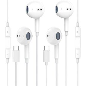 2-Pack USB C Headphones for iPhone 15, Type C Earbuds Wired In-Ear Earphones With Mic & Volume Control Compatible With iPhone 15/15 Pro/15 Pro Max, iPad Pro, Most USB C Jack Devices