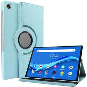 360 Degrees Rotating Stand Pu Leather Case Cover for Lenovo M10 Plus TB-X606, TB-X606F Baby Blue