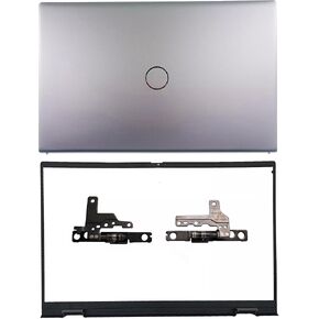 New Replacement Laptop LCD Cover Back Rear Top Lid with Hinges and Front Bezel for Dell Inspiron 15Pro 5510 5515 0CHFVW 05WK5X CHFVW 5WK5X Silver