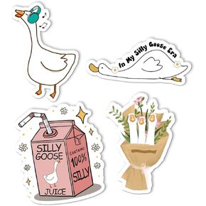 Cute & Funny Goose Stickers 3'' Waterproof Decal for Journaling Laptop Kindle Water Bottle Stanley Cup Bumper 4pcs
