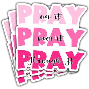 (3pcs) Pray On It Pray Over It Pray Through It Sticker Christian Bible Verse Jesus Vinyl Decal Motivational Inspirational Quotes Stickers for Books Laptops Phonecase Water Bottles Kindles Car-3x2.9"