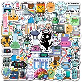 Pack 50 PCS Laboratory Science Stickers Chemistry Experiment Waterproof Vinyl Decals Decor Classroom Water Bottle Laptop Notebook Journals for Kids Teens Students Teachers