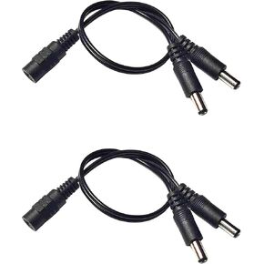 DC Y 5.5mm x 2.1mm Splitter Cable 1 Female to 2 Male DC Power Extension Adapter Cable for Surveillance Camera Router LED Strip Light 30cm/11.81inch 2pcs
