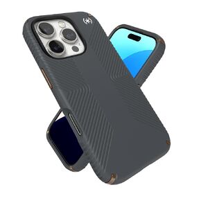 Speck iPhone 16 Pro Case - Slim Phone Case iPhone 16 Pro - iPhone 16 Pro Phone Case - Presidio 2 Grip - Charcoal Grey/Bronze