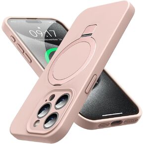 Mag-Ring Designed for iPhone 15 Case, Liquid Silicone [Moisturizing Factor] Extreme Soft Slim Phone Case with Stand [Compatible with MagSafe] for iPhone15 6.1 inch Men Women, Black