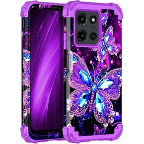 Miqala for Moto G 5G 2025 Case ، توهج في الطبقة المظلمة الثلاثة للخدمة الثقيلة ، الحماية الكاملة من الصدمات الكاملة المصد من البلاستيك الصلب+حالة حماية سيليكون ناعمة لـ Motorola Moto G 5G 2025 ، Amaranth Dark in Kuwait