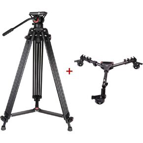 COMAN KX3636 Heavy Duty Tripod Kit with Video Fluid Head + Universal Photography Tripod Dolly