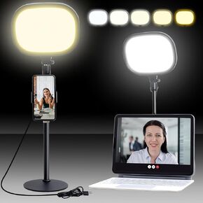 Hold UP Key Light Video Light Adjustable Photography Fill Light Five Color Temperatures 3200K-5600K Adjustable Brightness 1455 Lumens 120 Light Beads CRI 95+ with Extendable Light Stand for Video
