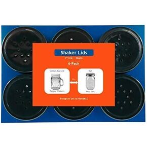 Plastic Lids with 12-Holes for Golden Harvest 4-Ounce Salt Pepper Shaker Mason Jars 48-400 2" Diameter (White; 6-Pack)