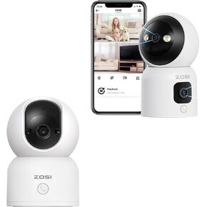ZOSI C518 Indoor Pan/Tilt Smart Security Camera&2K Dual-Lens Indoor Camera, C528D Plug-in 360° Views Pan/Tilt Home Security Baby/Pet Dog Monitor, 2.4G/5G Dual-Band WiFi, Human Motion Tracking