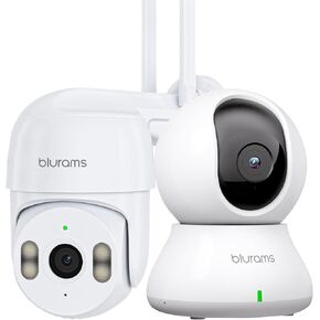 blurams Indoor & Outdoor Security Camera Bundle Set, Pet Cameras for Home Security, 360 Wi-Fi Camera Pan/Tilt, 2-Way Talk, Motion Tracking, Cloud & SD