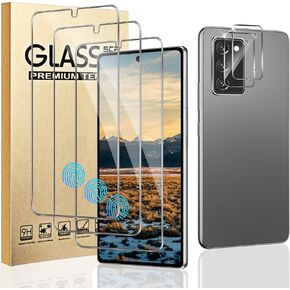 3+2 Pack for Note 20 Screen Protector with Camera Lens Protector, 2.5D Curved, Fingerprint Unlock, 9H Tempered Glass,Scratch Resistant, Easy Installation, Bubble-Free, for Samsung Note 20 5G 6.7 Inch