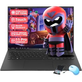 LG Gram 16 Touchscreen Laptop - Windows 11 Pro • 2024 Office Lifetime • 16" WQXGA • Intel 16-Core Ultra 7 155H (Up to 4.8GHz) • Intel Arc Graphics • 32GB RAM • 8TB SSD • Backlit KB • w/DVD Drive