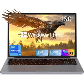 Gaming Laptop,Laptop Computer 16" FHD Display,16GB RAM 512GB SSD With N100 Processor(Up to 3.4GHz),Windows 11 Professional Edition,BT5.0 HDMI,Supports Type C Charging,WiFi, 5000mAh Battery,SpaceGray