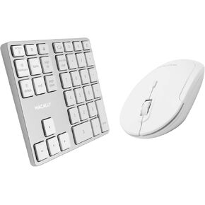 Macally Wireless Number Pad for Mac & PC and a Wireless Bluetooth Mouse, Work with Numbers More Efficiently