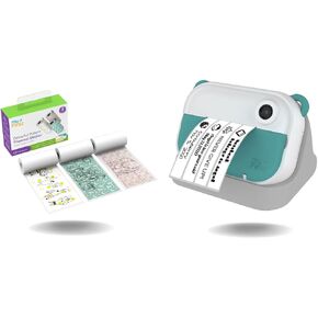 myFirst Camera Insta Wi (Teal) & Thermal Sticker Pattern (Refill) - Wireless Instant Print Camera with Video and Label Maker