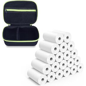 A Set of 20 Rolls Instant Print Paper for Kids Instant Camera and A Black Camera Case