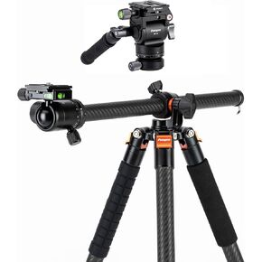 Fotopro Carbon Horizontal Tripod Bundle with Video Fluid Head