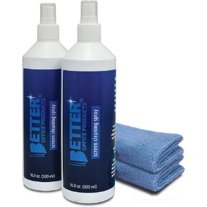 Screen Cleaner Spray Kit, 2 Pack - 2 Spray Bottles (Each 16.9 oz/Total 33.8 oz) with 2 Extra-Large Microfiber Cleaning Towels, for Computers, iPhones, TV/LED/LCD Screens