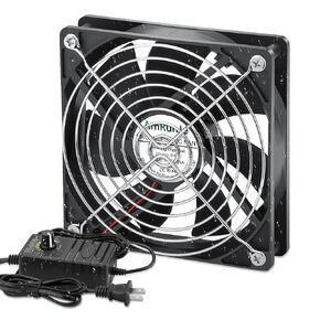 120mm Waterproof Computer Fan with AC Plug IP67 12v Variable Speed Controller for rv Fridge Freezer Grow Tent Fog Machine Mushroom Chamber Server Cabinet Aquarium