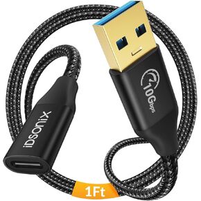 iDsonix USB C Female to USB Male Adapter, 3.1 Gen2 10Gbps Fast Charging Cable, Compatible with New MacBook Pro, iPad Air, Samsung Galaxy and More
