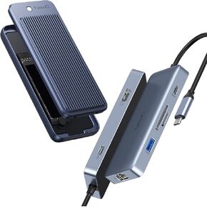 140W USB C Hub and USB4 M.2 NVMe SSD Enclosure
