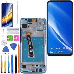 Screen Replacement for Honor 10 Lite Original, for Honor 20 Lite / 20i LCD Touch Panel Display Digitizer Assembly Repair Parts with Kit（Blue with Frame）