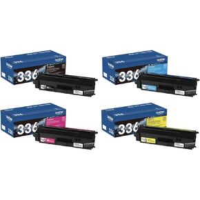Brother Genuine TN336BK, TN336C, TN336M, TN336Y High Yield Color Laser Black, Cyan, Magenta and Yellow Toner Cartridge Set